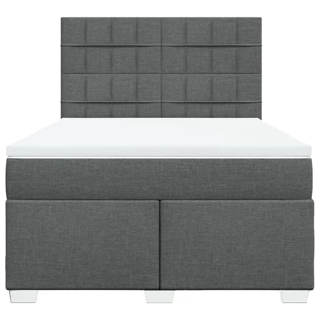 Queen Box Spring Bed Grey Height-Adjustable Headboard Pocket Spring Mattress