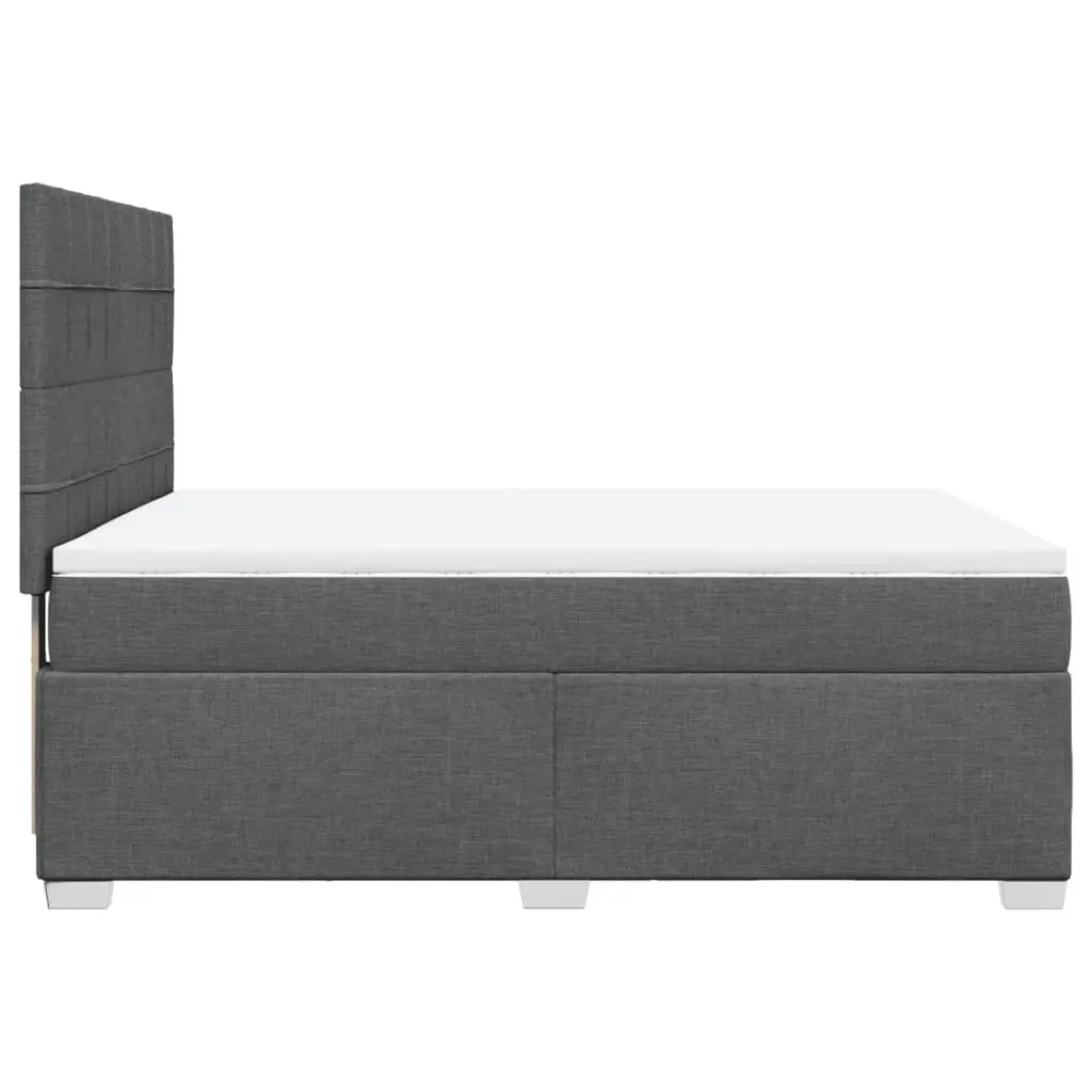 Queen Box Spring Bed Grey Height-Adjustable Headboard Pocket Spring Mattress