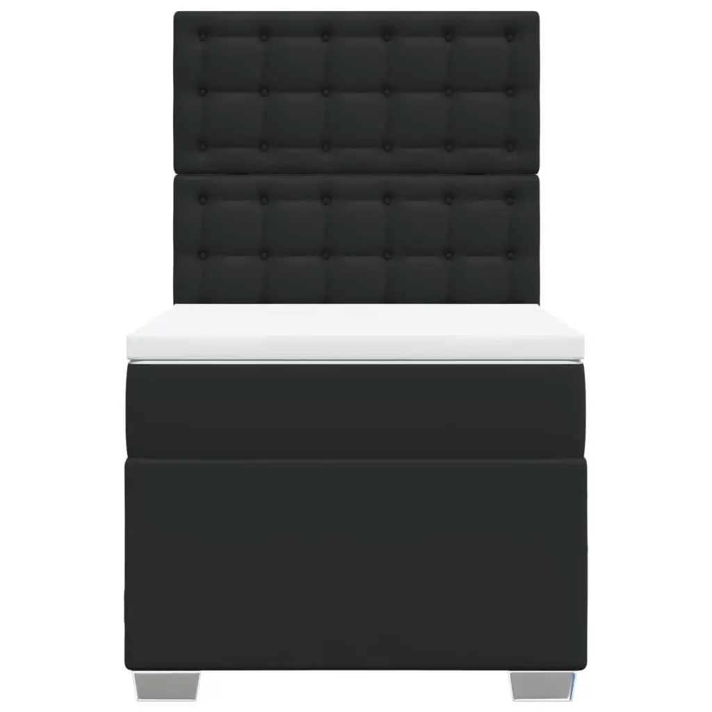 Box Spring Bed Black King Single Adjustable Headboard Faux Leather Mattress