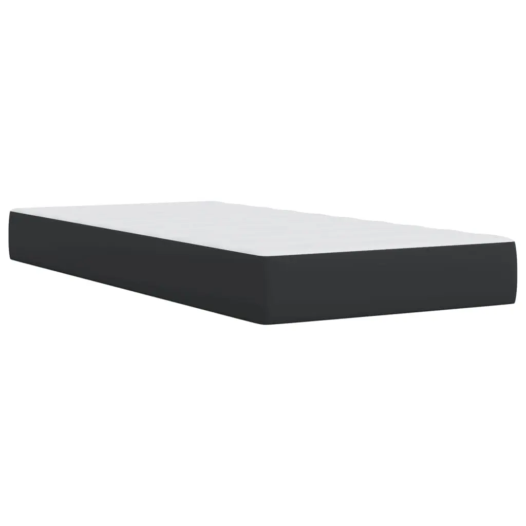 Box Spring Bed Black King Single Adjustable Headboard Faux Leather Mattress
