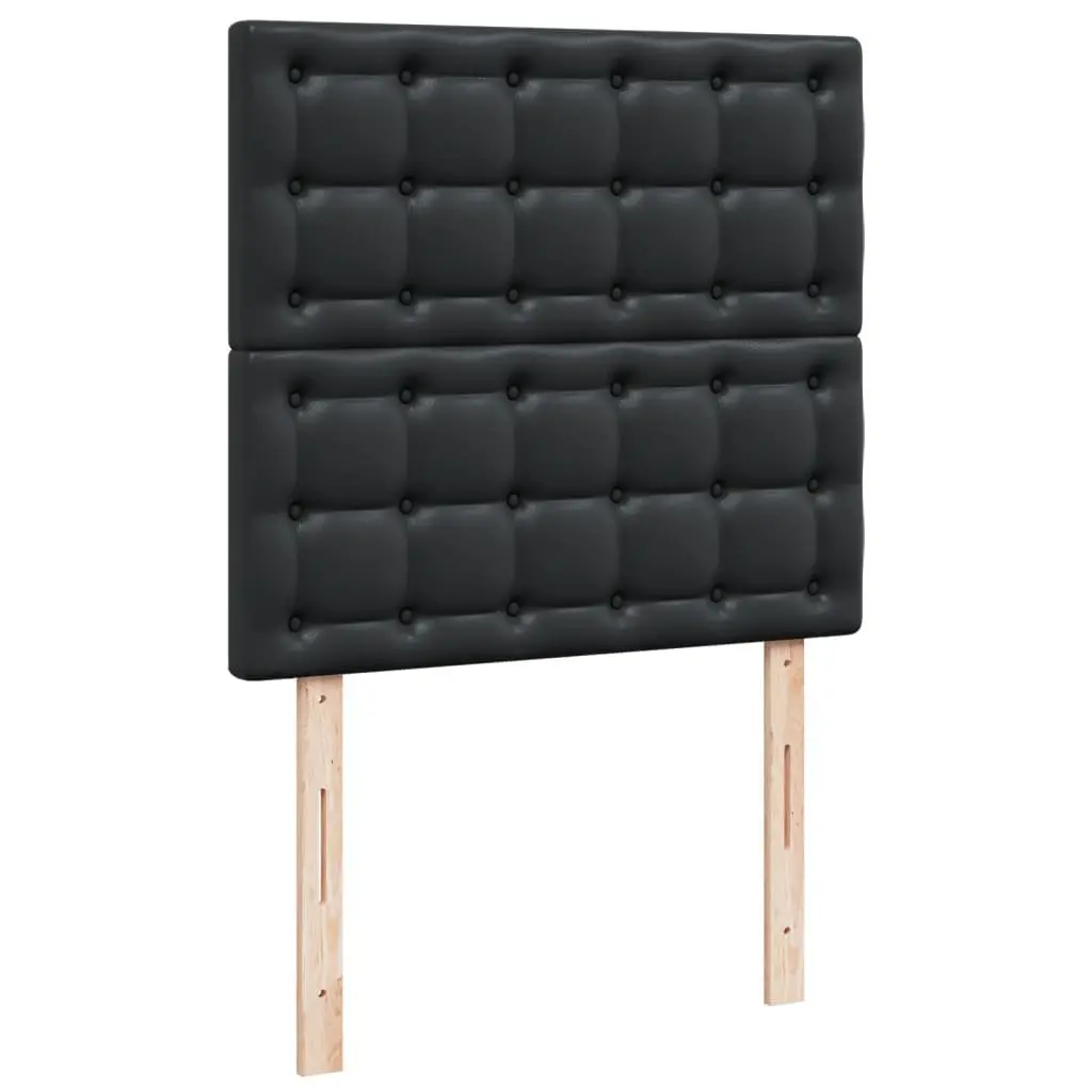Box Spring Bed Black King Single Adjustable Headboard Faux Leather Mattress