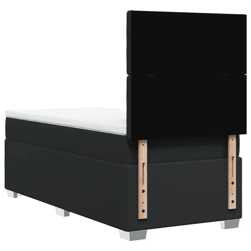 Box Spring Bed Black King Single Adjustable Headboard Faux Leather Mattress