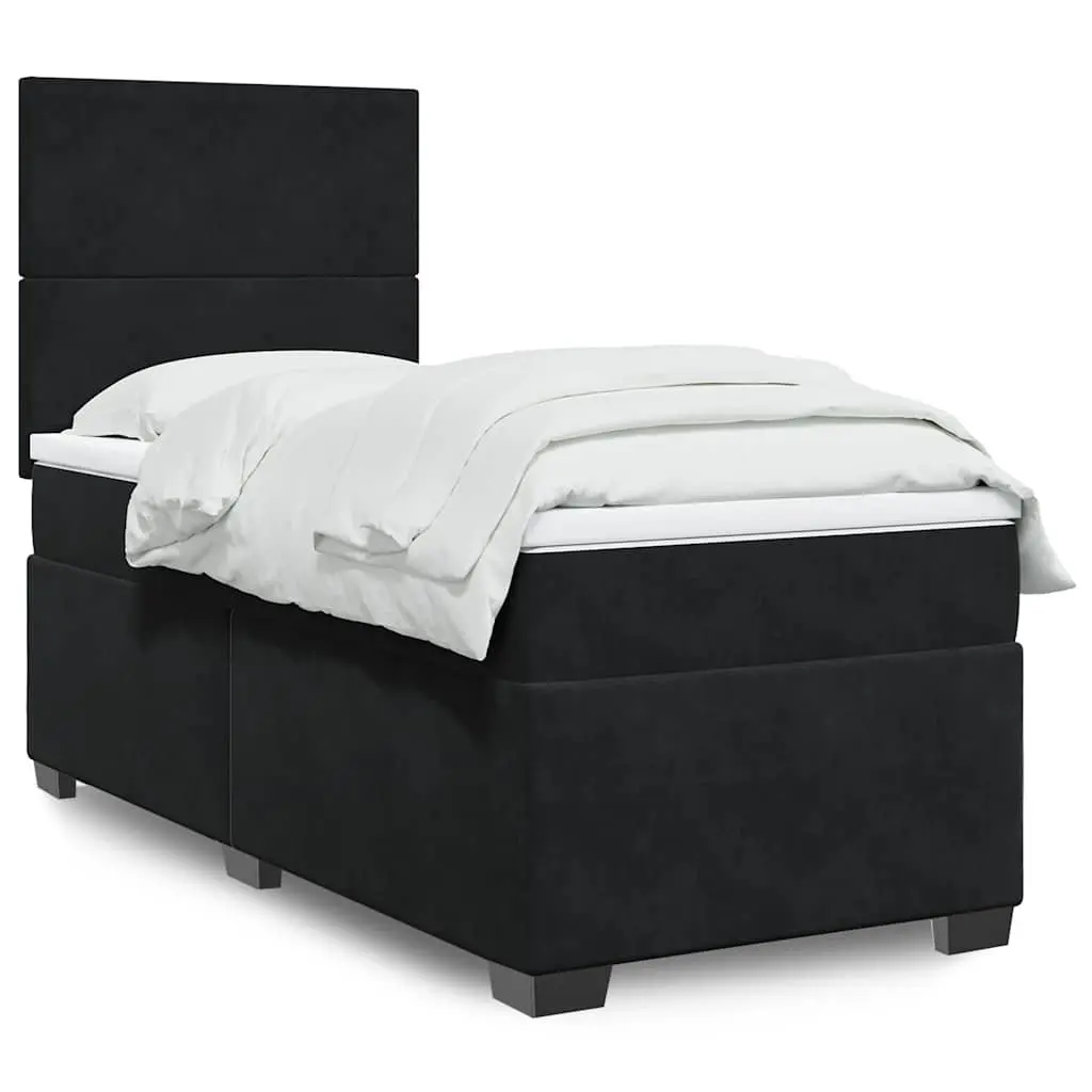 Box Spring Bed Black Velvet King Single Adjustable Headboard Pocket Spring Mattress