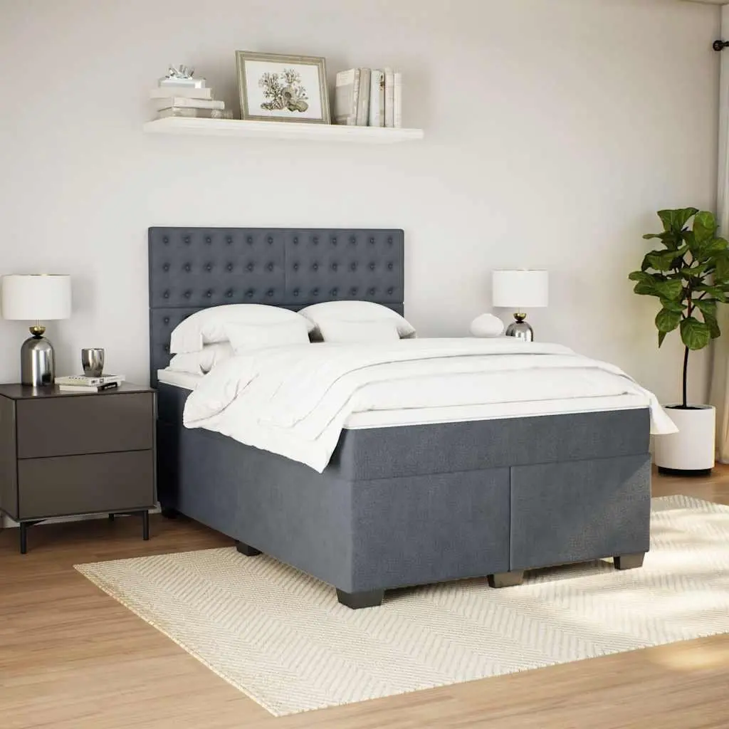 Double Bed Grey Velvet Adjustable Headboard Pocket Sprung Mattress