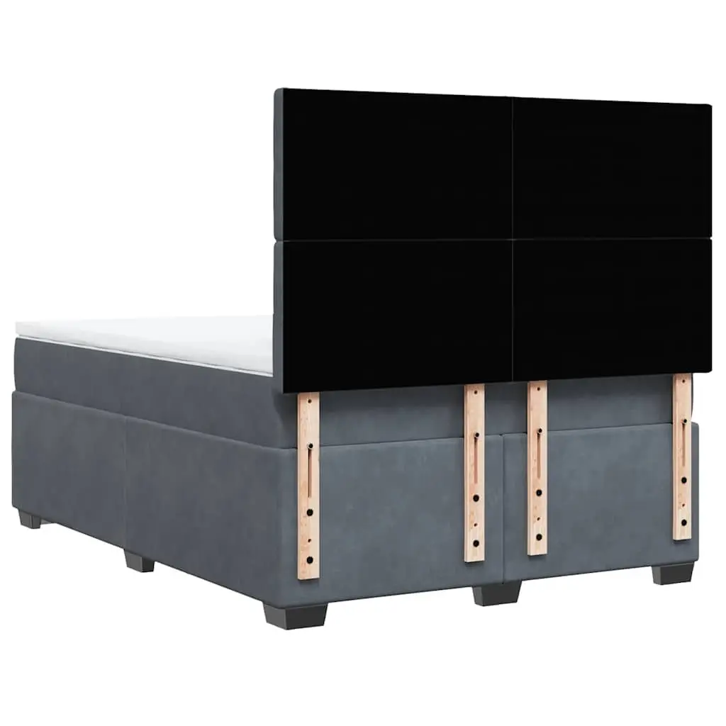 Double Bed Grey Velvet Adjustable Headboard Pocket Sprung Mattress