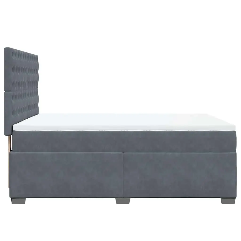 Double Bed Grey Velvet Adjustable Headboard Pocket Sprung Mattress