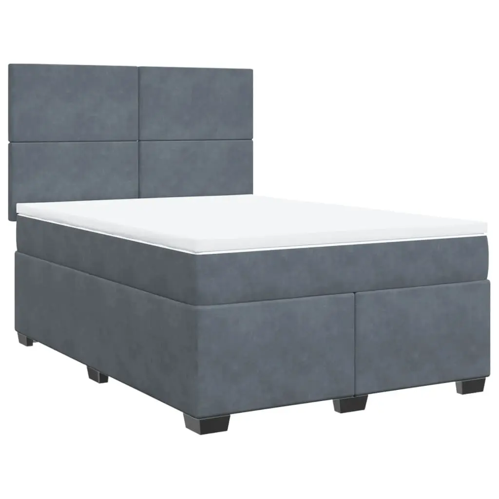 Queen Box Spring Bed Grey Pocket Spring Mattress Height Adjustable Headboard