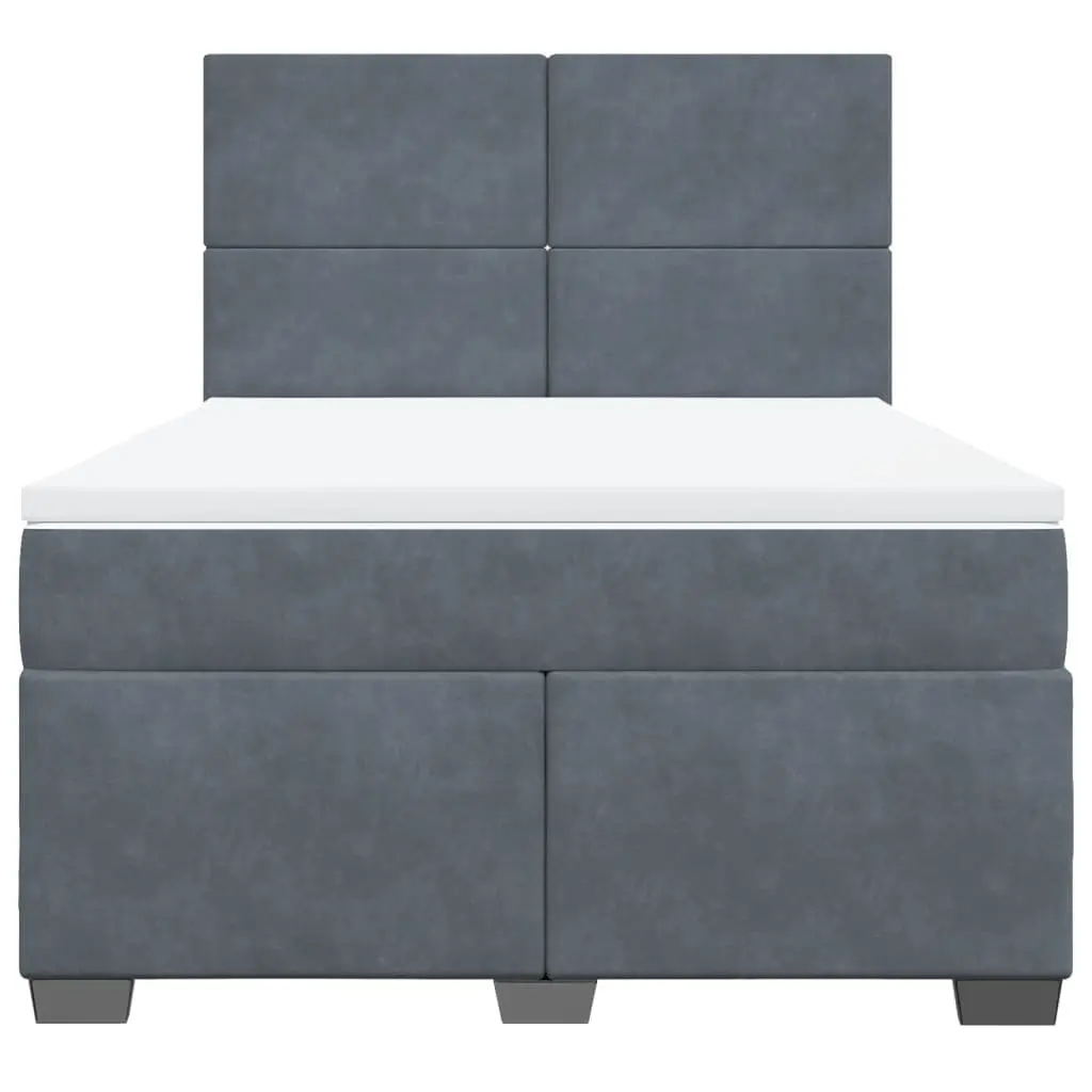 Queen Box Spring Bed Grey Pocket Spring Mattress Height Adjustable Headboard