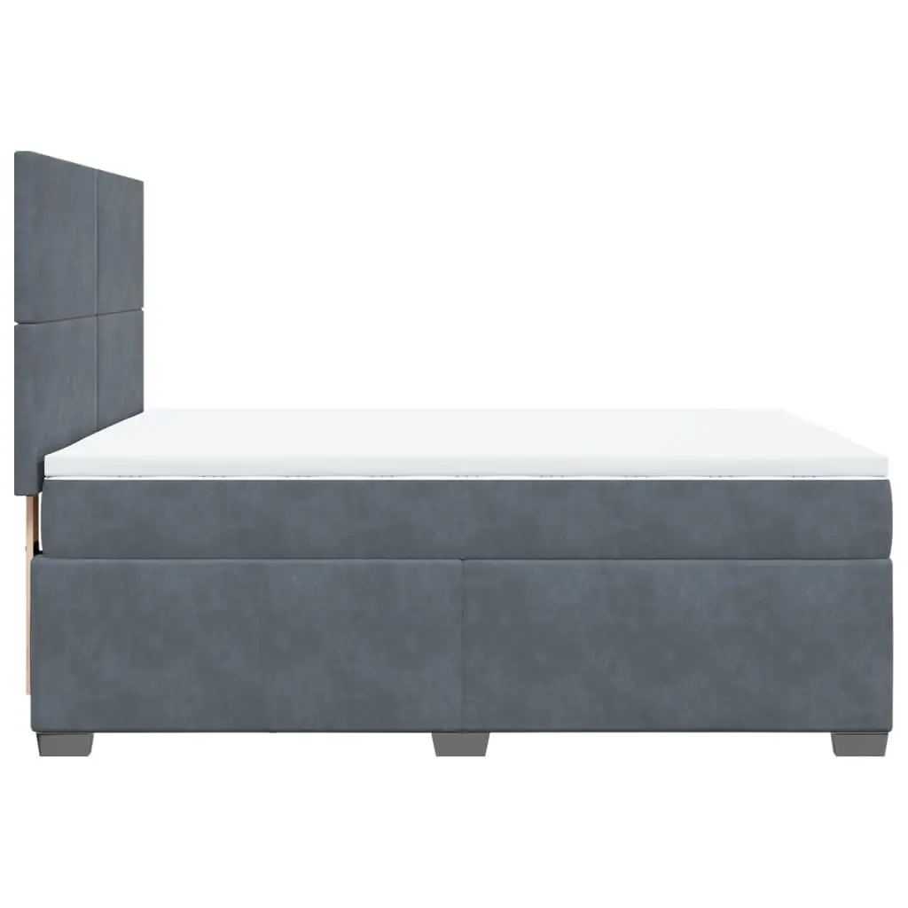 Queen Box Spring Bed Grey Pocket Spring Mattress Height Adjustable Headboard