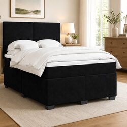 Compact Queen Box Spring Bed with Velvet Pocket Mattress