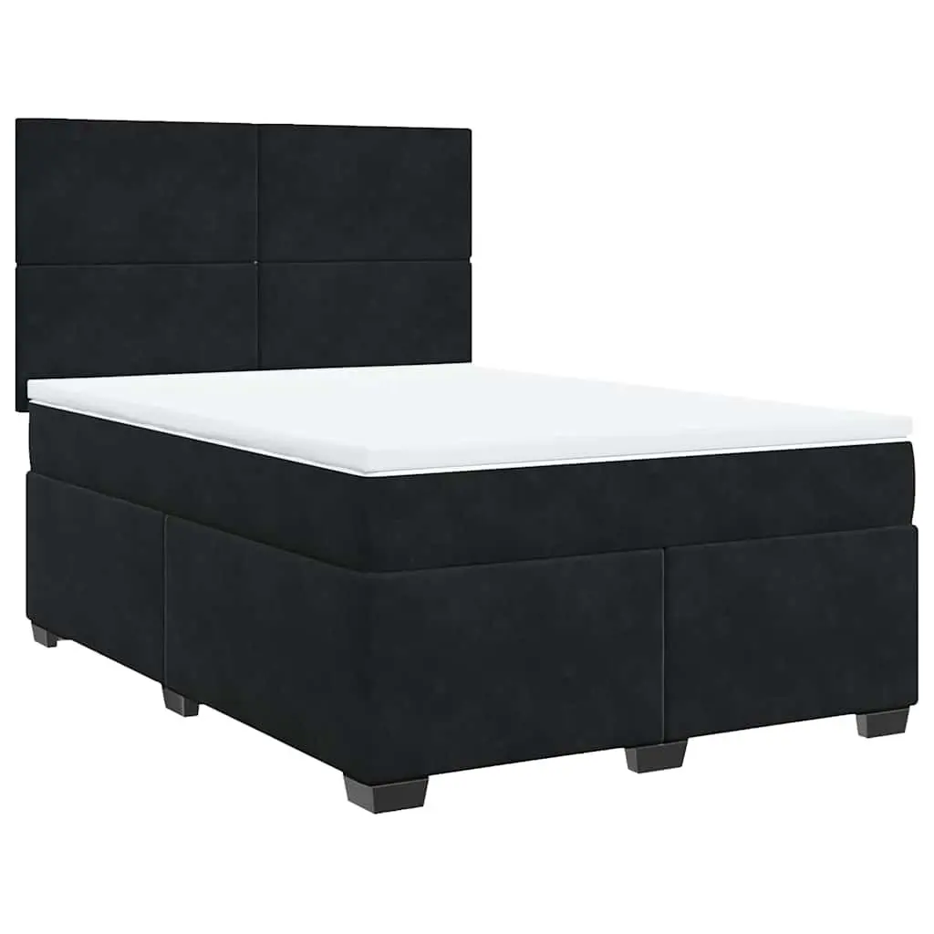 Queen Bed Black Velvet Pocket Spring Mattress Adjustable Headboard