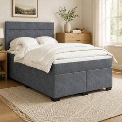 Concise Design of Queen Box Spring Bed with Headboard