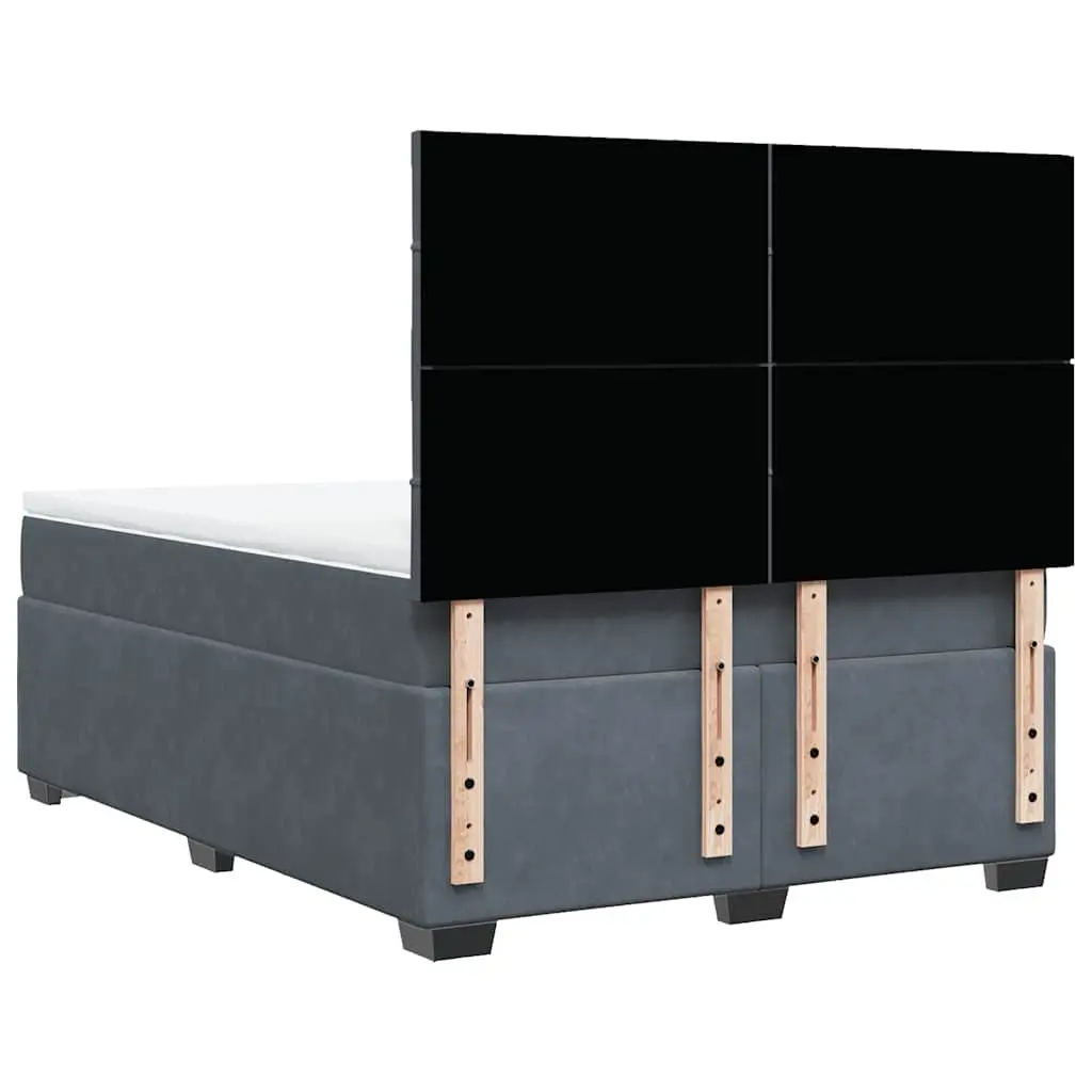 Queen Bed Grey Pocket Spring Mattress Height Adjustable Headboard Velvet Upholstery