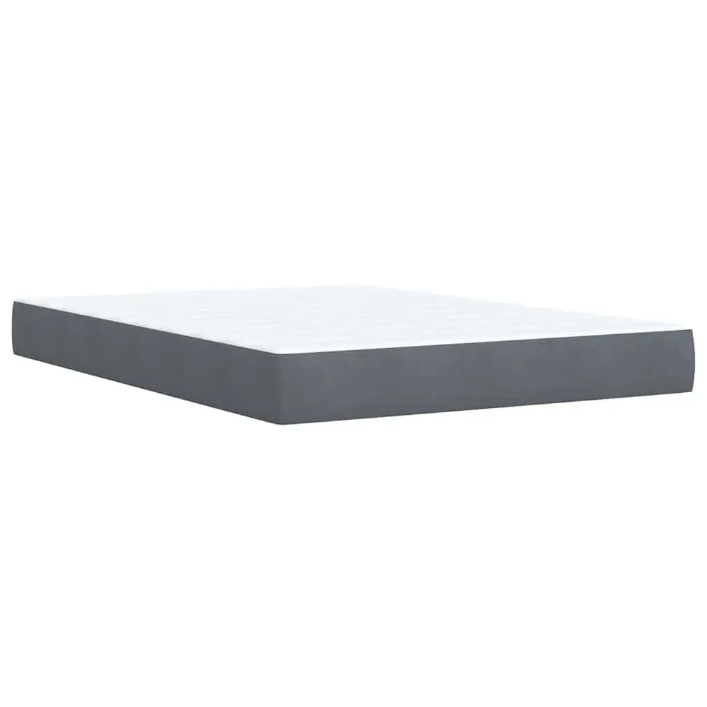 Queen Box Spring Bed with Pocket Spring Mattress Grey Velvet Adjustable