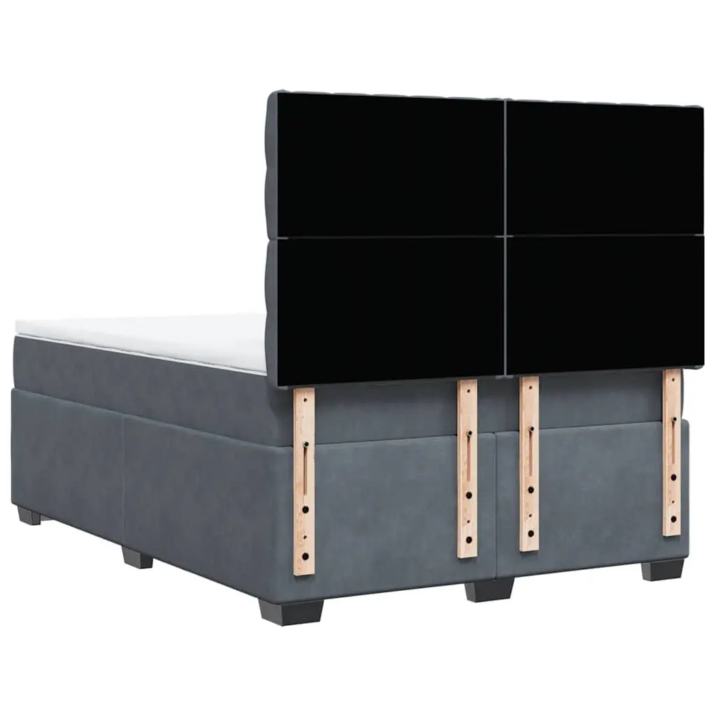 Queen Box Spring Bed with Pocket Spring Mattress Grey Velvet Adjustable