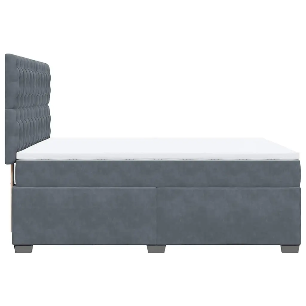 Queen Box Spring Bed with Pocket Spring Mattress Grey Velvet Adjustable