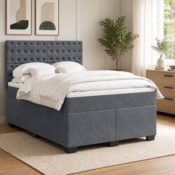 Queen Box Spring Bed with Pocket Spring Mattress Height-Adjustable Headboard