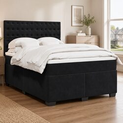 Concise Queen Box Spring Bed: Velvet & Pocket Springs