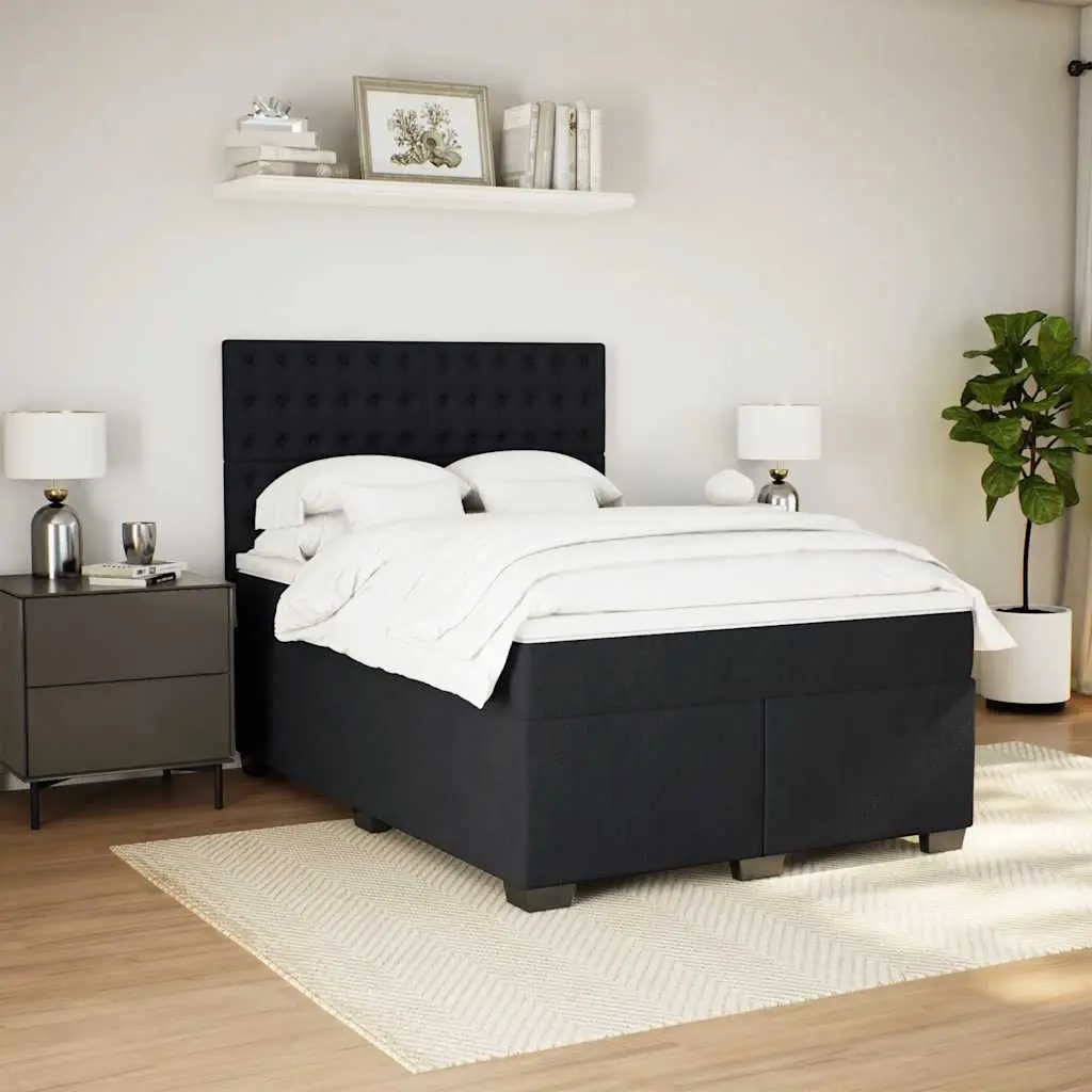 Queen Adjustable Headboard Bed Black Velvet Pocket Spring Mattress