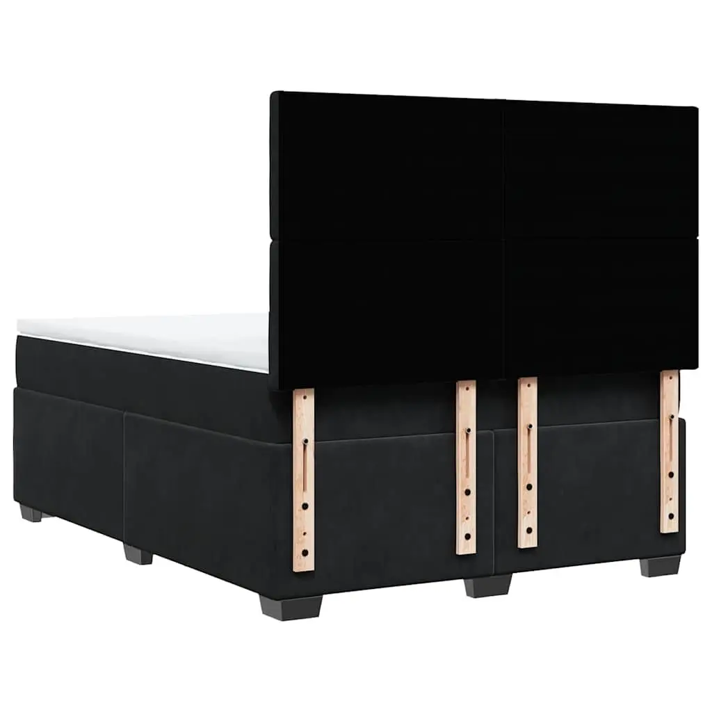 Queen Adjustable Headboard Bed Black Velvet Pocket Spring Mattress