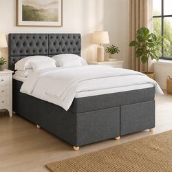 Double Bed with Pocket Spring Mattress and Adjustable Headboard
