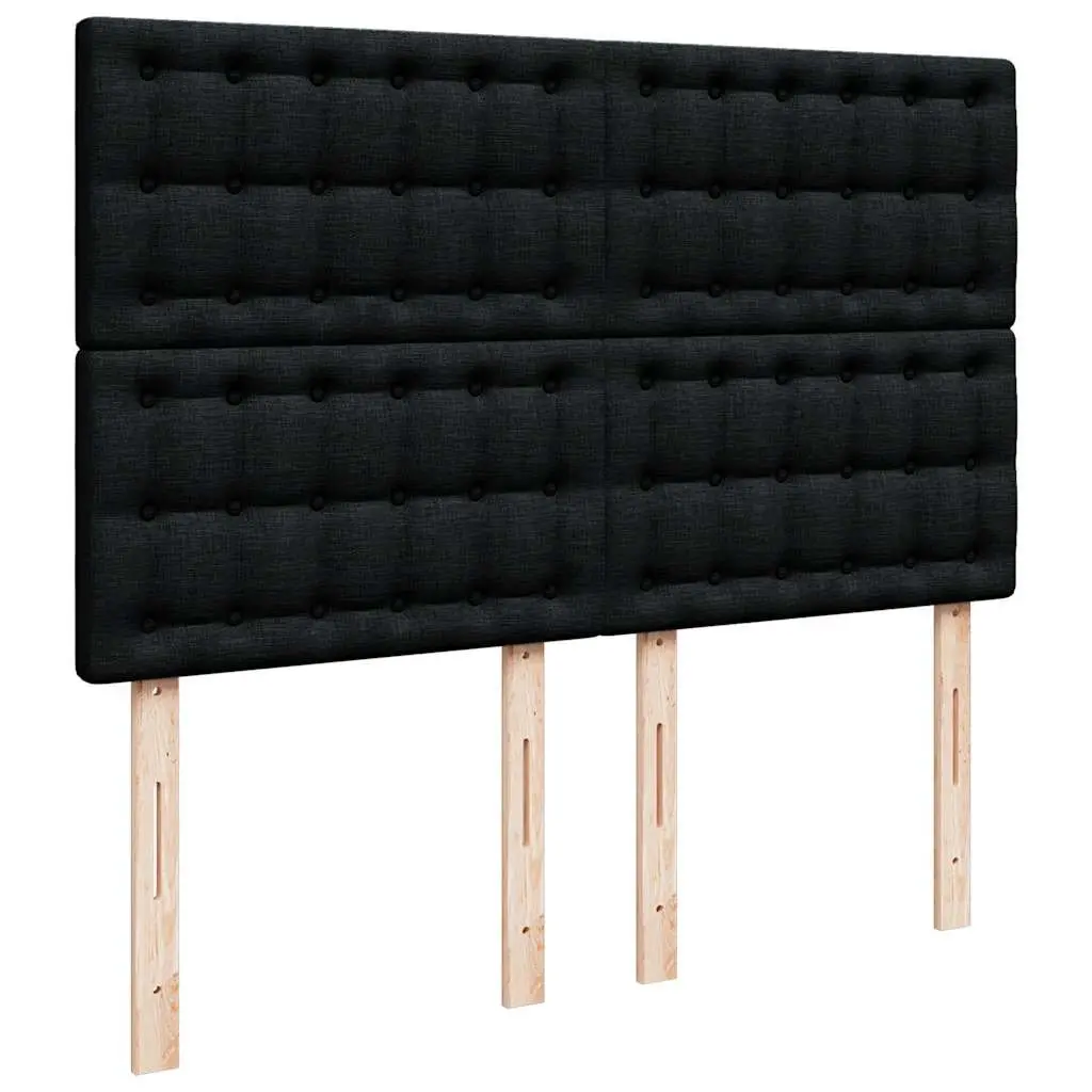Double Box Spring Bed Black Height-Adjustable Headboard Pocket Spring Mattress