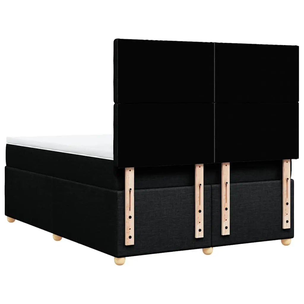 Double Box Spring Bed Black Height-Adjustable Headboard Pocket Spring Mattress