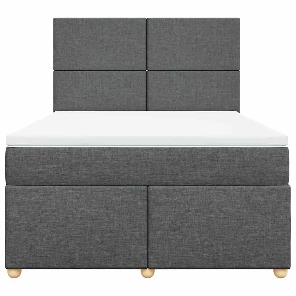 Queen Bed Grey Pocket Spring Mattress Height-Adjustable Headboard