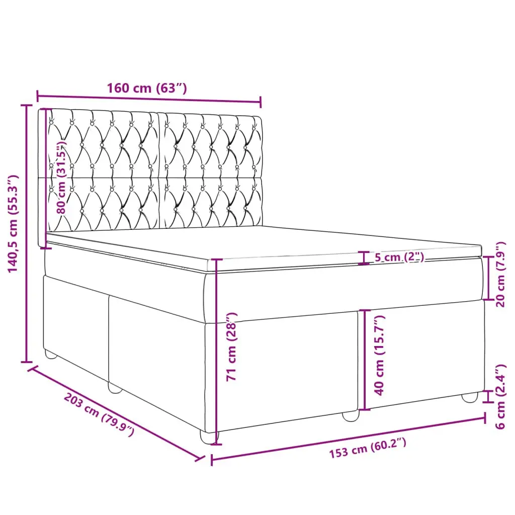 Queen Box Spring Bed Frame Dark Grey Polyester Fabric with Pocket Spring Mattress and Height Adjustable Headboard