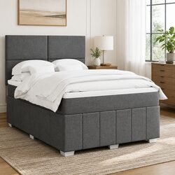 Queen Box Spring Bed with Adjustable Headboard and Mattress