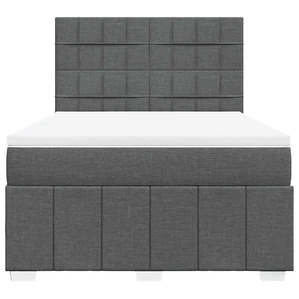 Queen Bed Grey Fabric Pocket Sprung Mattress Adjustable Headboard