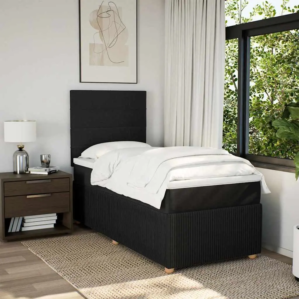 Box Spring Bed Black King Single Pocket Spring Mattress Height Adjustable Headboard