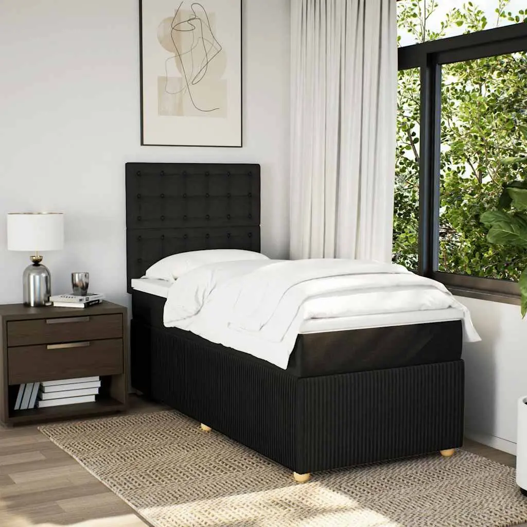 Box Spring Bed Black King Single Pocket Mattress Adjustable Headboard