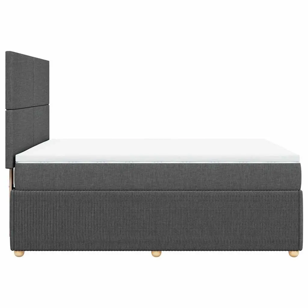 Queen Box Spring Bed Grey Fabric Pocket Spring Mattress Adjustable Headboard