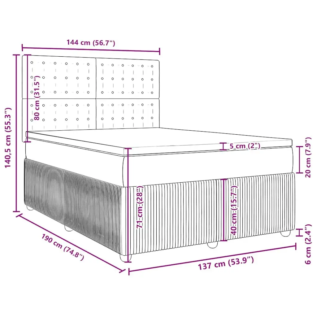 Box Spring Bed Double Grey Velvet Adjustable Headboard Pocket Sprung Mattress