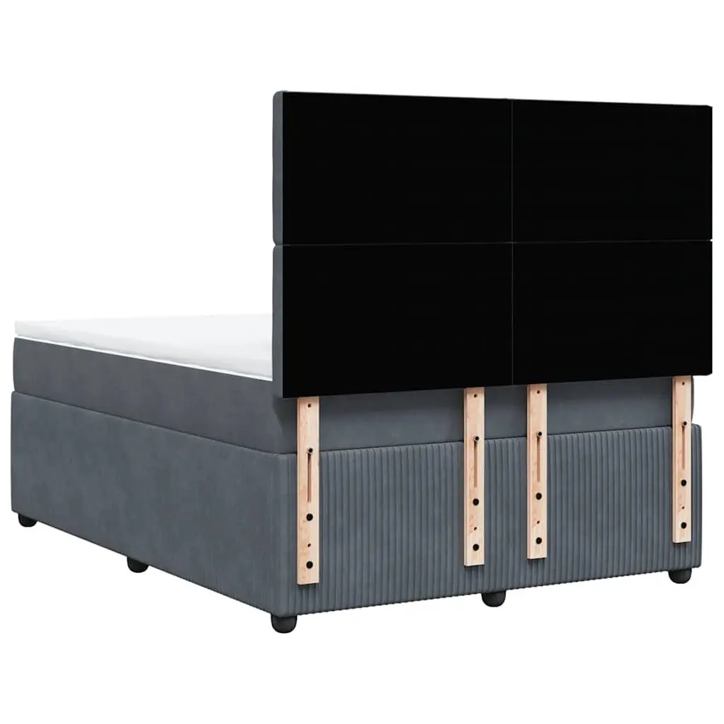 Box Spring Bed Double Grey Velvet Adjustable Headboard Pocket Sprung Mattress