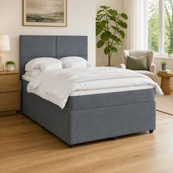 Concise Queen Box Spring Bed with Velvet Headboard
