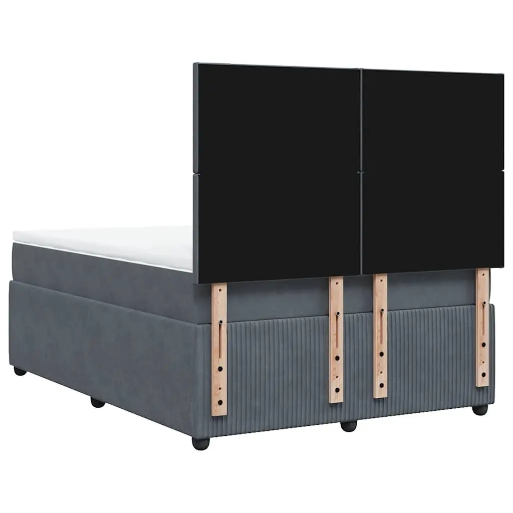 Queen Bed Grey Velvet Pocket Spring Mattress Adjustable Headboard