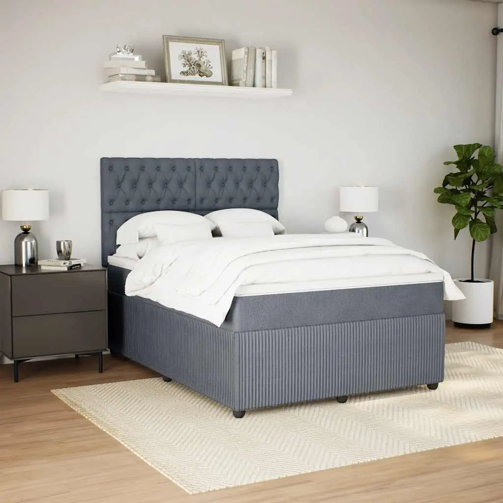 Queen Box Spring Bed in Grey Velvet