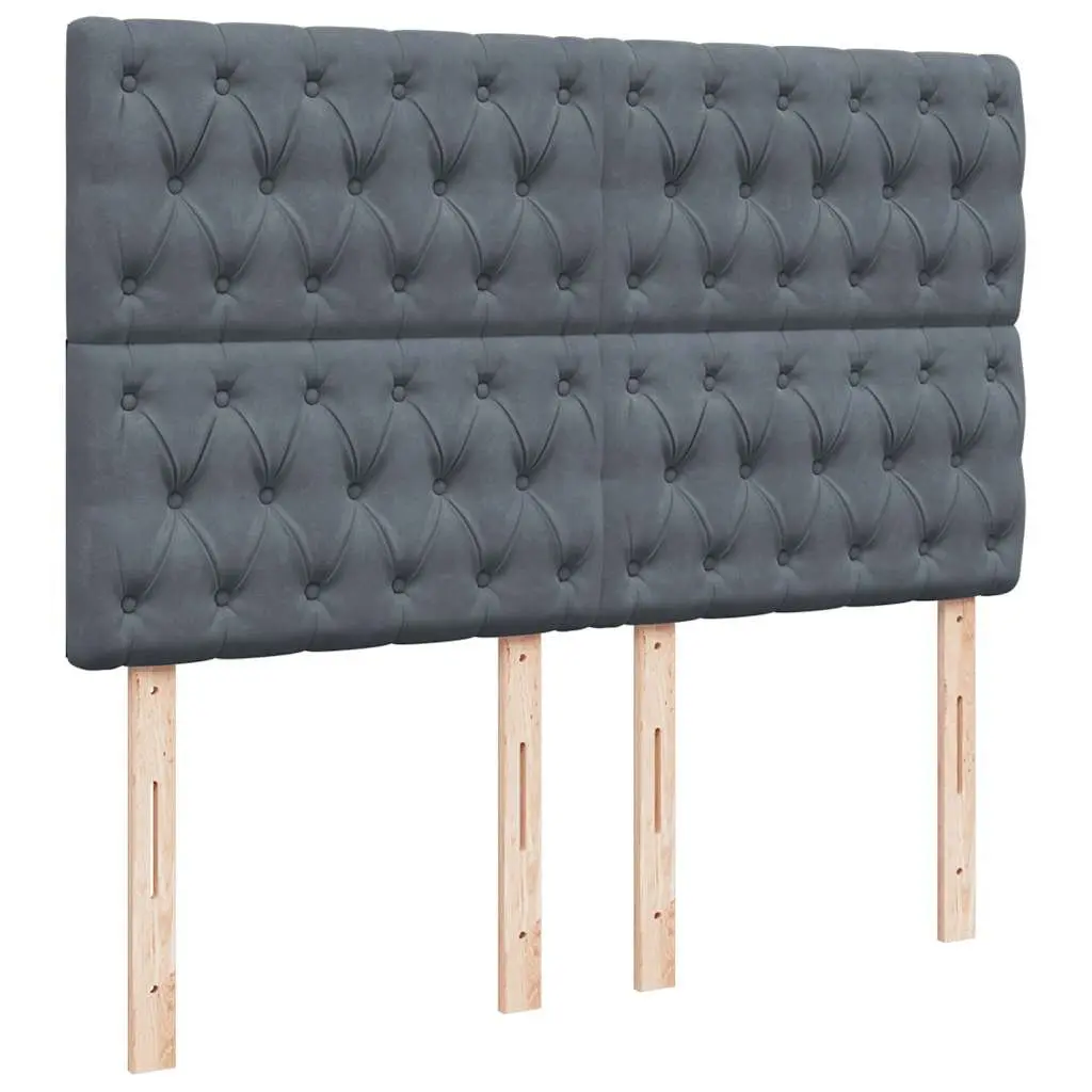 Queen Box Spring Bed in Grey Velvet
