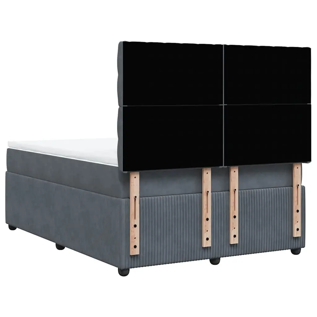 Queen Box Spring Bed in Grey Velvet