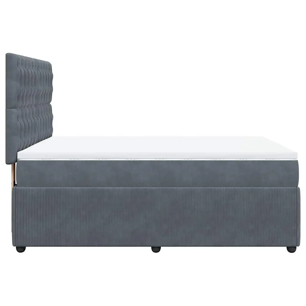 Queen Box Spring Bed in Grey Velvet