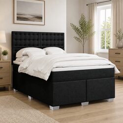 Double Box Spring Bed with LED Lights and Pocket Spring Mattress