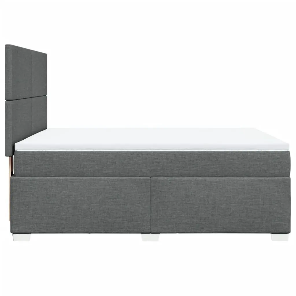 Box Spring Bed Grey Queen Pocket Mattress Adjustable Headboard LED Lights