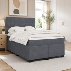 Box Spring Bed Double with Pocket Spring Mattress LED Lights Adjustable
