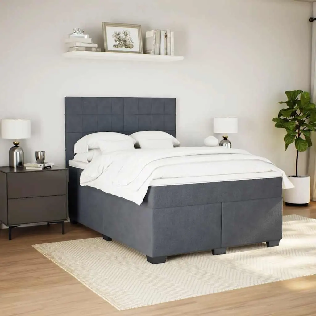 Queen Bed Grey Pocket Spring Mattress Adjustable Headboard LED Lights