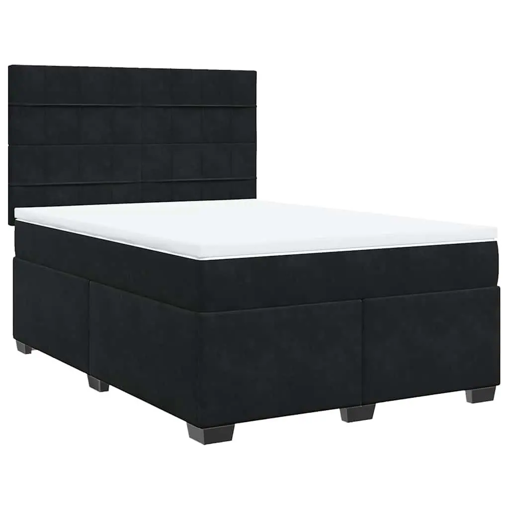 Queen Box Spring Bed Black with Pocket Spring Mattress Adjustable Headboard LED Lights