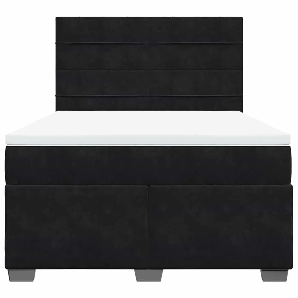 Queen Box Spring Bed Black with Pocket Spring Mattress Adjustable Headboard LED Lights