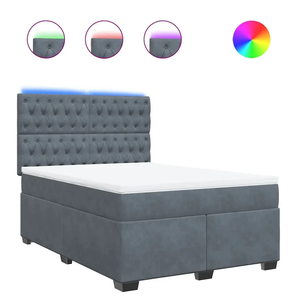 Queen Box Spring Bed with Pocket Sprung Mattress LED Lights Adjustable Headboard