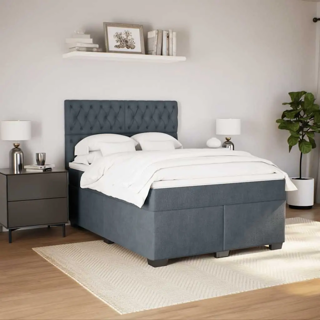 Queen Box Spring Bed with Pocket Sprung Mattress LED Lights Adjustable Headboard